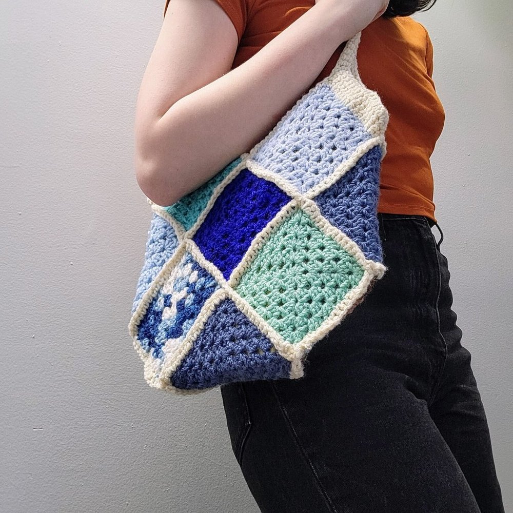 Crochet Patchwork Granny Square Tote